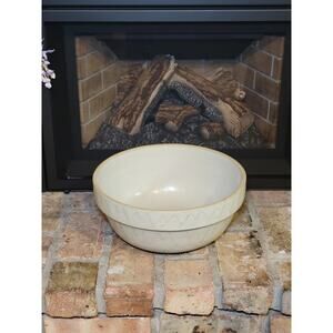 Vintage Crock Bowl Sawtooth Milk Pan Stoneware Mixing Shoulder Bowl 12-3/4"
